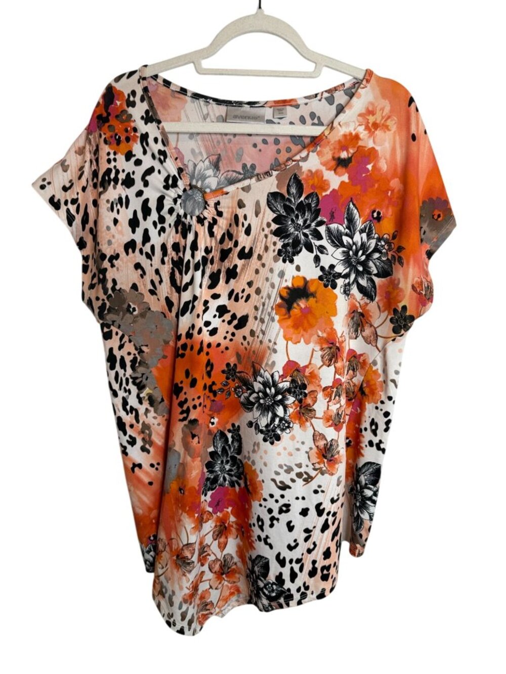 Avenue 18/20 Floral Animal Print Asymmetrical Plus Size Top
